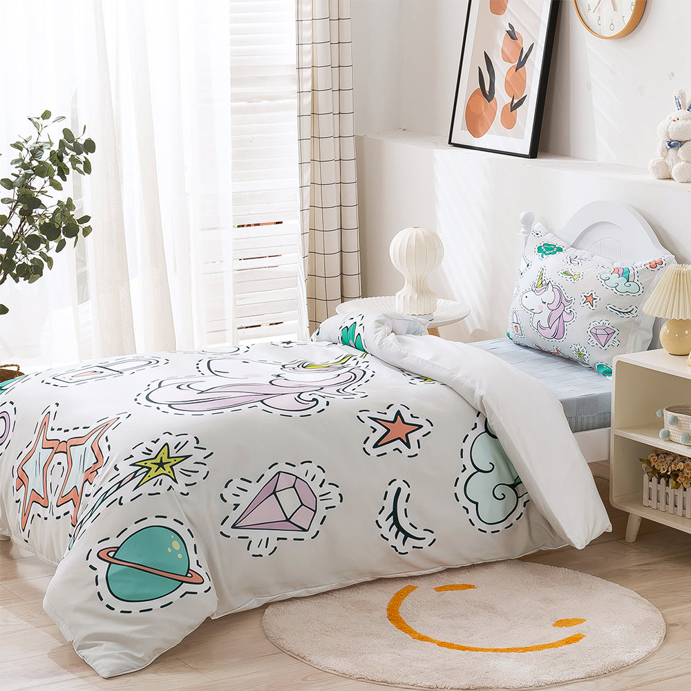 3D Unicorn Planet Star Cartoon Quilt Cover Set Bedding Set Duvet Cover Pillowcases 241- Jess Art Decoration