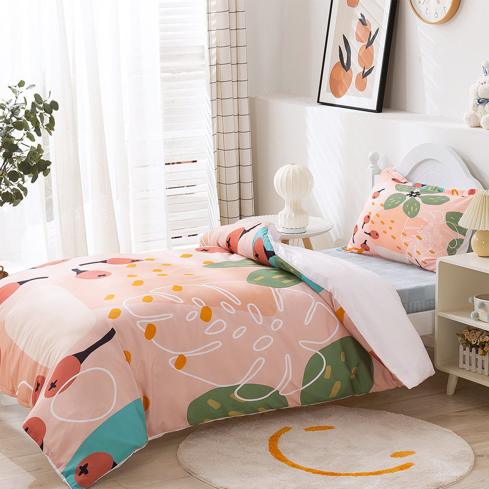 3D Fruit Pink Geometric Quilt Cover Set Bedding Set Duvet Cover Pillowcases 243- Jess Art Decoration