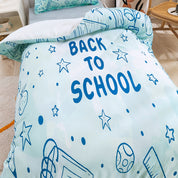 3D School Notepad Ruler Blue Cartoon Quilt Cover Set Bedding Set Duvet Cover Pillowcases 249- Jess Art Decoration