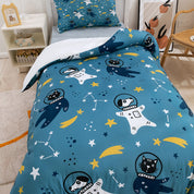 3D Dog Cat Spaceman Blue Meteor Quilt Cover Set Bedding Set Duvet Cover Pillowcases 253- Jess Art Decoration