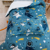 3D Dog Cat Spaceman Blue Meteor Quilt Cover Set Bedding Set Duvet Cover Pillowcases 253- Jess Art Decoration