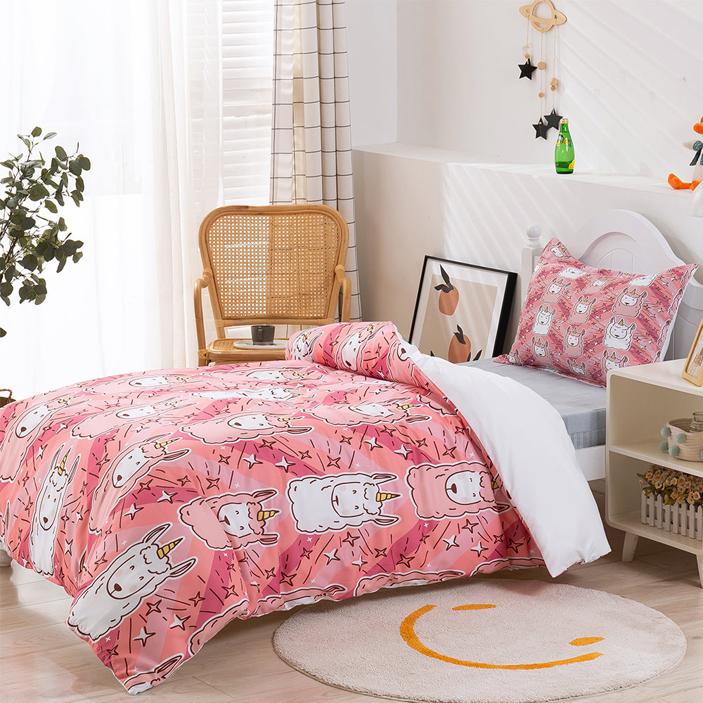 3D Unicorn Pink Pattern Quilt Cover Set Bedding Set Duvet Cover Pillowcases 257- Jess Art Decoration