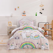 3D Unicorn Cat Rainbow Pink Quilt Cover Set Bedding Set Duvet Cover Pillowcases 258- Jess Art Decoration