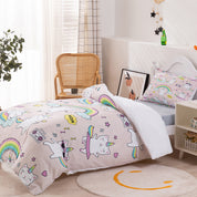 3D Unicorn Cat Rainbow Pink Quilt Cover Set Bedding Set Duvet Cover Pillowcases 258- Jess Art Decoration