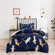 3D Cat Spaceman Constellation Blue Quilt Cover Set Bedding Set Duvet Cover Pillowcases 268- Jess Art Decoration