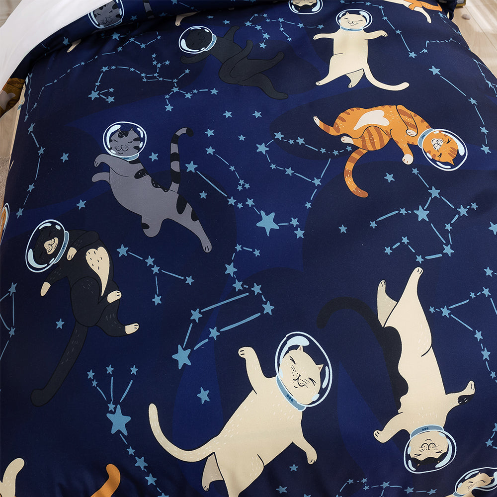 3D Cat Spaceman Constellation Blue Quilt Cover Set Bedding Set Duvet Cover Pillowcases 268- Jess Art Decoration