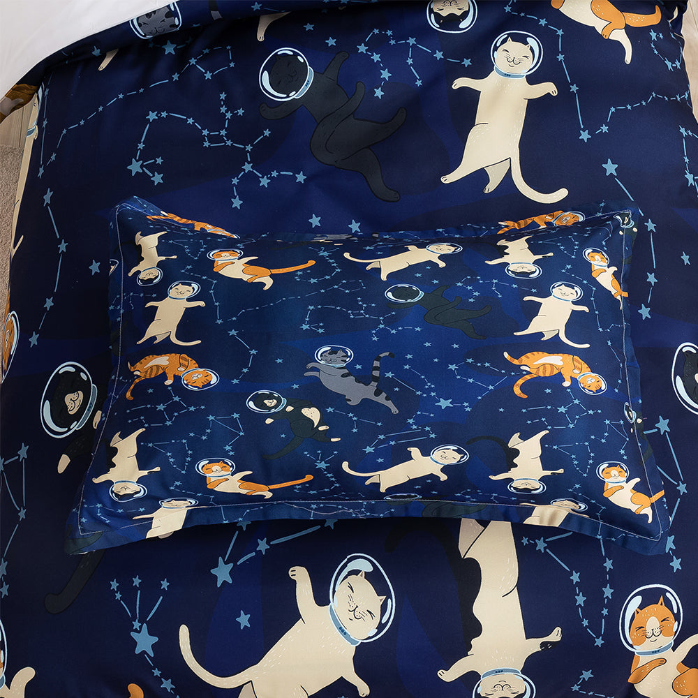 3D Cat Spaceman Constellation Blue Quilt Cover Set Bedding Set Duvet Cover Pillowcases 268- Jess Art Decoration