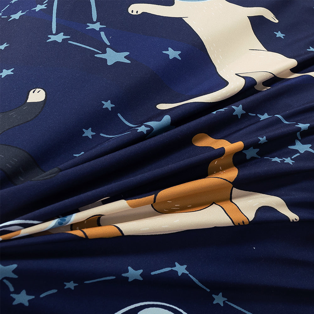 3D Cat Spaceman Constellation Blue Quilt Cover Set Bedding Set Duvet Cover Pillowcases 268- Jess Art Decoration