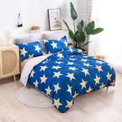 3D Blue Gold Star Quilt Cover Set Bedding Set Duvet Cover Pillowcases 425- Jess Art Decoration