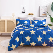 3D Blue Gold Star Quilt Cover Set Bedding Set Duvet Cover Pillowcases 425- Jess Art Decoration
