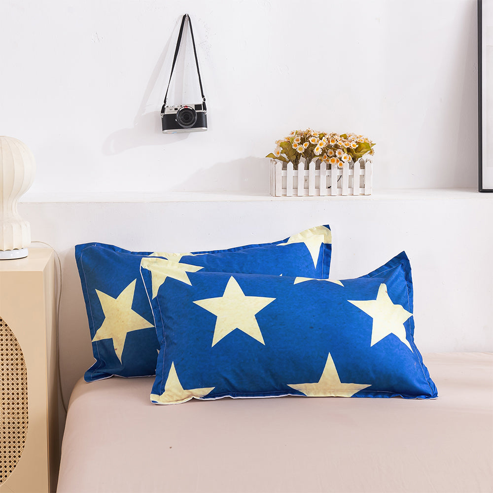 3D Blue Gold Star Quilt Cover Set Bedding Set Duvet Cover Pillowcases 425- Jess Art Decoration
