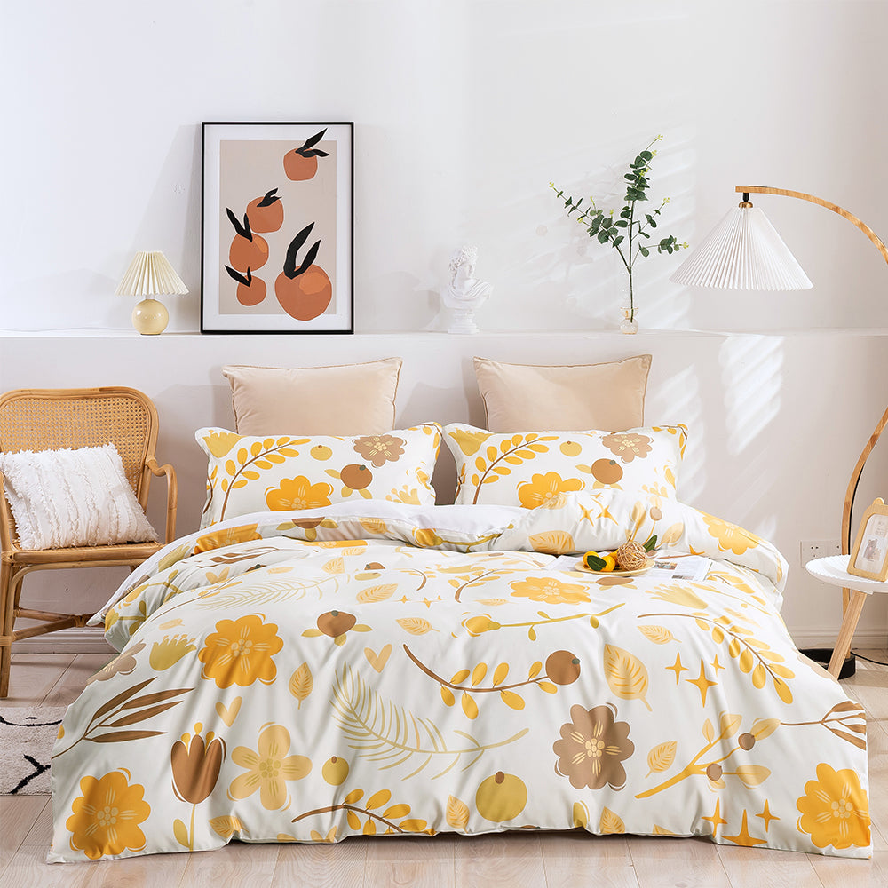 3D Floral Pattern Yellow Quilt Cover Set Bedding Set Duvet Cover Pillowcases 50- Jess Art Decoration