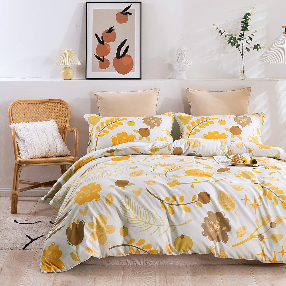 3D Floral Pattern Yellow Quilt Cover Set Bedding Set Duvet Cover Pillowcases 50- Jess Art Decoration