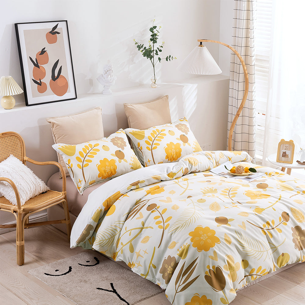 3D Floral Pattern Yellow Quilt Cover Set Bedding Set Duvet Cover Pillowcases 50- Jess Art Decoration