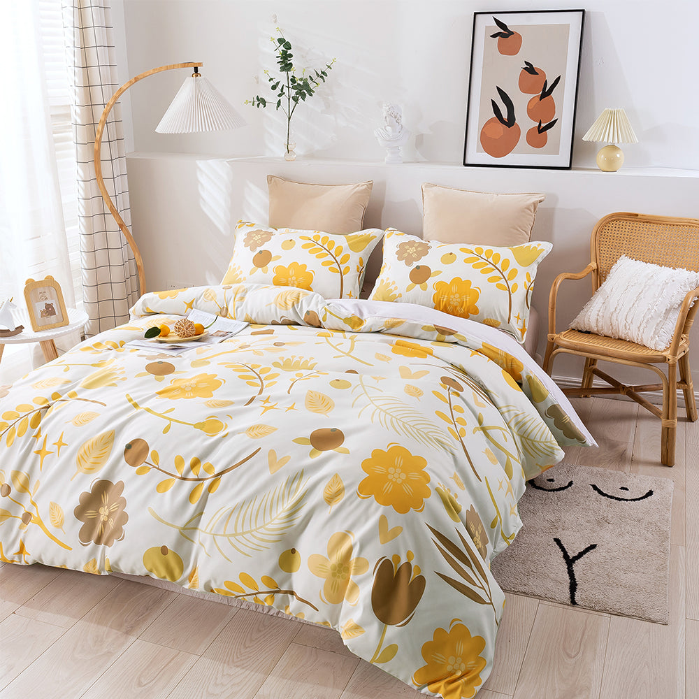 3D Floral Pattern Yellow Quilt Cover Set Bedding Set Duvet Cover Pillowcases 50- Jess Art Decoration