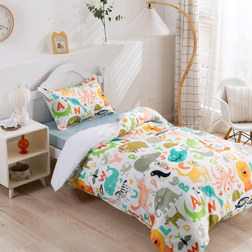 3D Alphabet Animals Cartoon Quilt Cover Set Bedding Set Duvet Cover Pillowcases 55- Jess Art Decoration