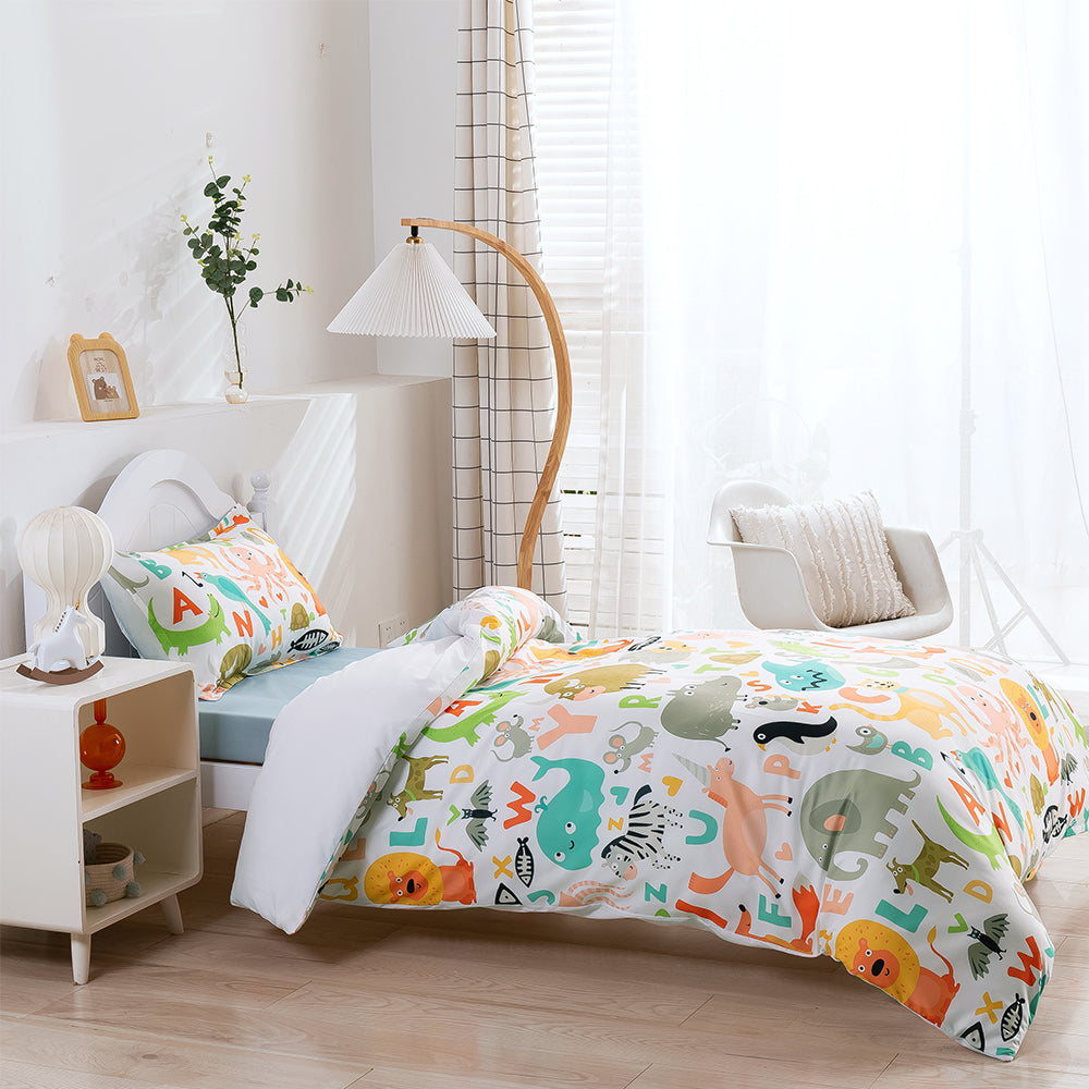 3D Alphabet Animals Cartoon Quilt Cover Set Bedding Set Duvet Cover Pillowcases 55- Jess Art Decoration