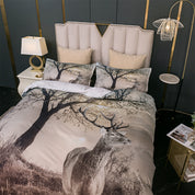3D Deer Vintage Tree Quilt Cover Set Bedding Set Duvet Cover Pillowcase 14- Jess Art Decoration