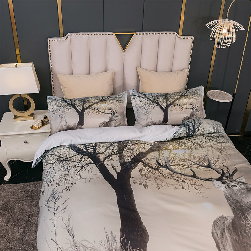 3D Deer Vintage Tree Quilt Cover Set Bedding Set Duvet Cover Pillowcase 14- Jess Art Decoration