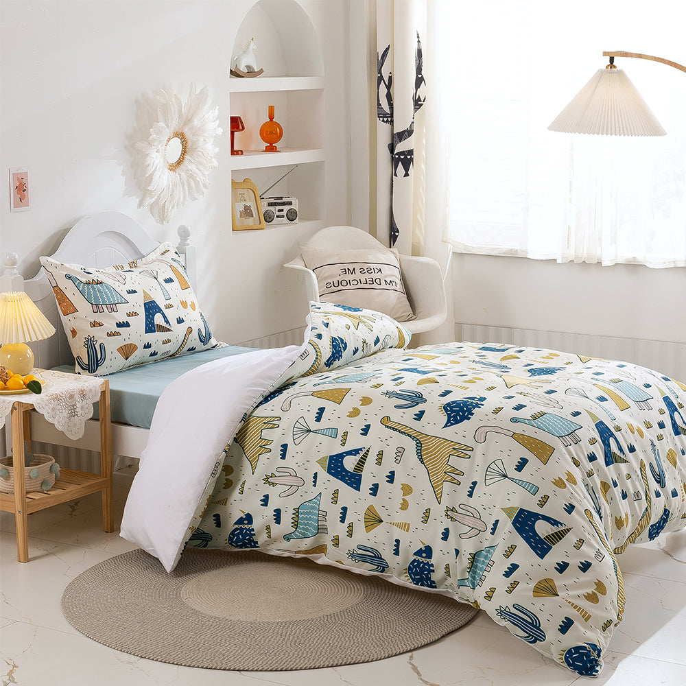 3D Dinosaur Cactus Mountain Cartoon Pattern Quilt Cover Set Bedding Set Duvet Cover Pillowcases 63- Jess Art Decoration