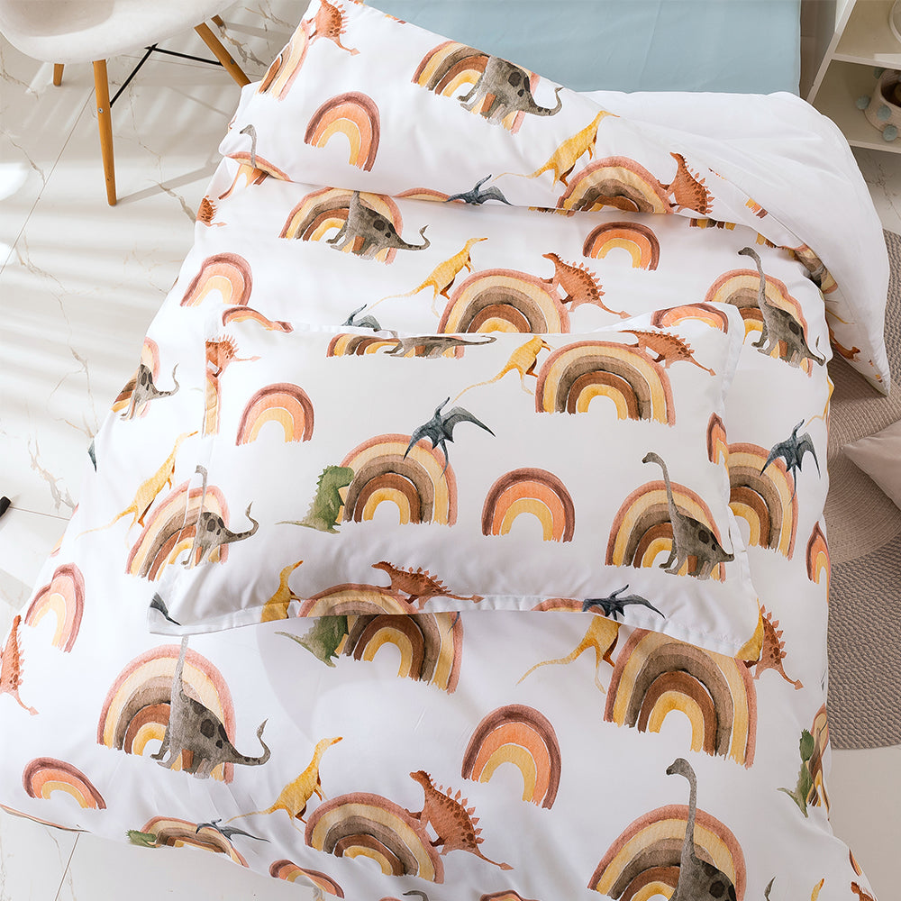 3D Dinosaur Rainbow Pattern Cartoon Vintage Quilt Cover Set Bedding Set Duvet Cover Pillowcases 71- Jess Art Decoration