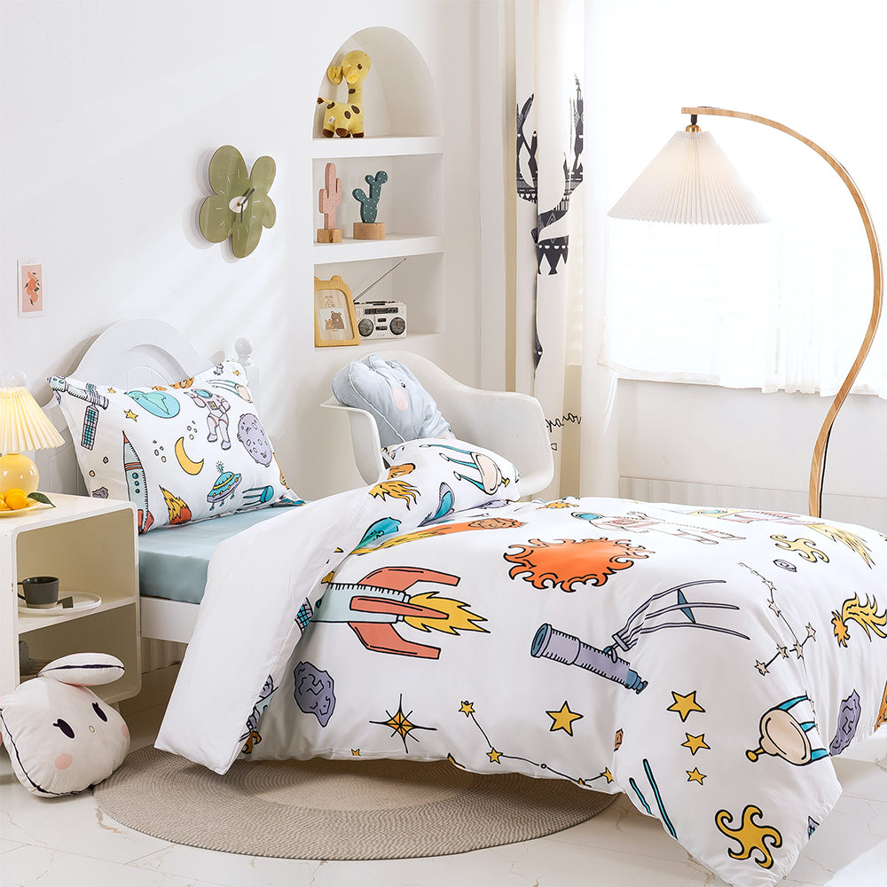 3D Rocket Aircraft Meteor Planet Quilt Cover Set Bedding Set Duvet Cover Pillowcases 82- Jess Art Decoration