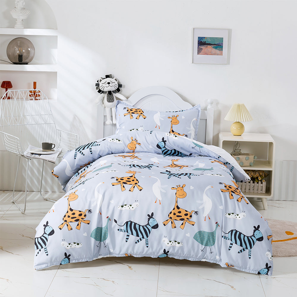 3D Zebra Giraffe Goose Cartoon Pattern Quilt Cover Set Bedding Set Duvet Cover Pillowcases 337- Jess Art Decoration