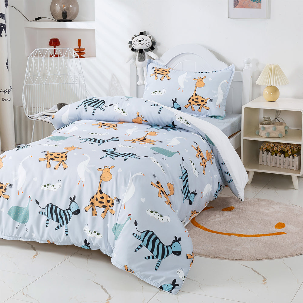 3D Zebra Giraffe Goose Cartoon Pattern Quilt Cover Set Bedding Set Duvet Cover Pillowcases 337- Jess Art Decoration