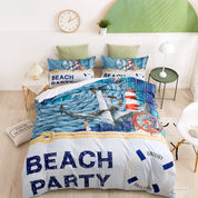 3D Sea Boat Anchor Blue Graffiti Quilt Cover Set Bedding Set Duvet Cover Pillowcases 3- Jess Art Decoration