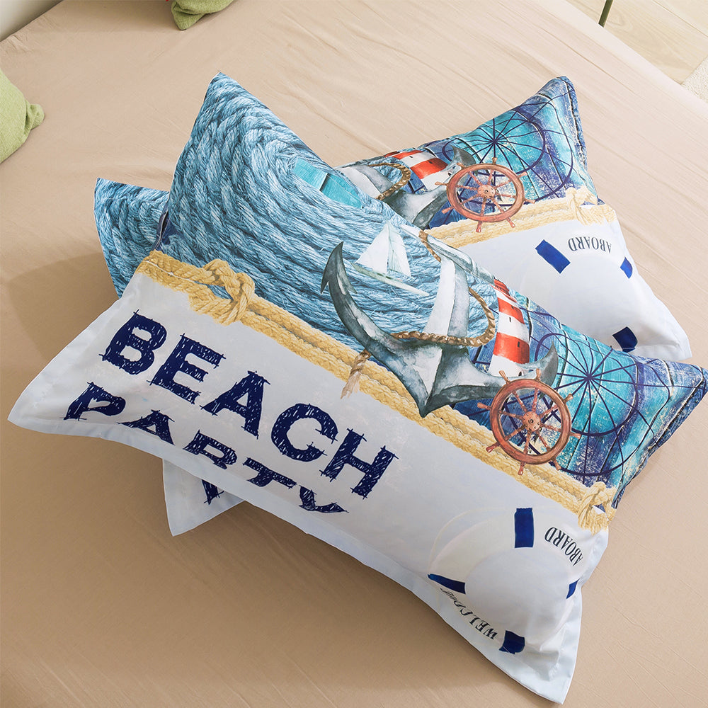 3D Sea Boat Anchor Blue Graffiti Quilt Cover Set Bedding Set Duvet Cover Pillowcases 3- Jess Art Decoration