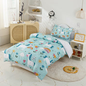 3D Cartoon Unicorn Floral Rainbow Quilt Cover Set Bedding Set Duvet Cover Pillowcases 374- Jess Art Decoration
