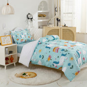 3D Cartoon Unicorn Floral Rainbow Quilt Cover Set Bedding Set Duvet Cover Pillowcases 374- Jess Art Decoration