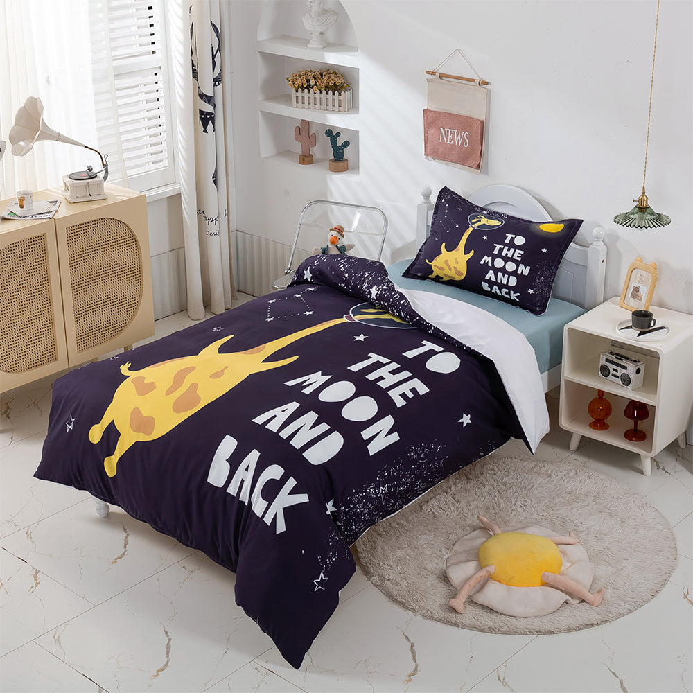 3D Cartoon Giraffe Moon Quilt Cover Set Bedding Set Duvet Cover Pillowcases 378- Jess Art Decoration