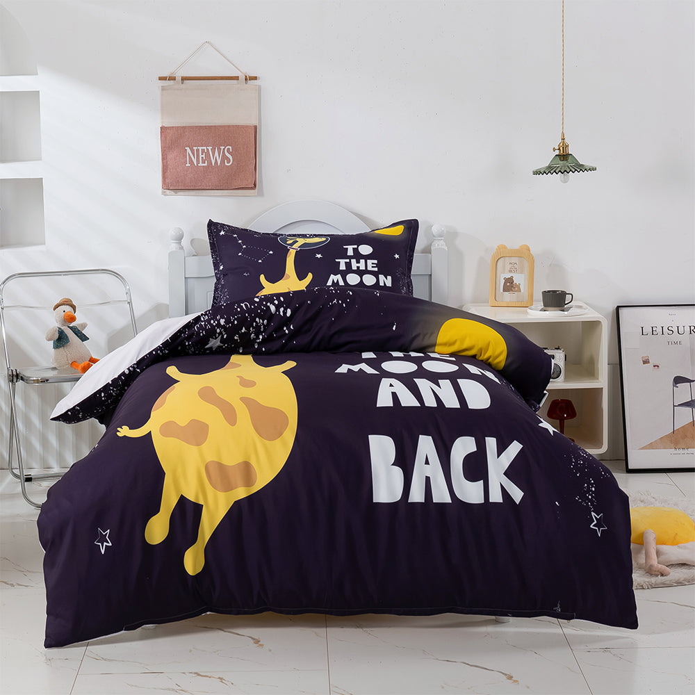 3D Cartoon Giraffe Moon Quilt Cover Set Bedding Set Duvet Cover Pillowcases 378- Jess Art Decoration