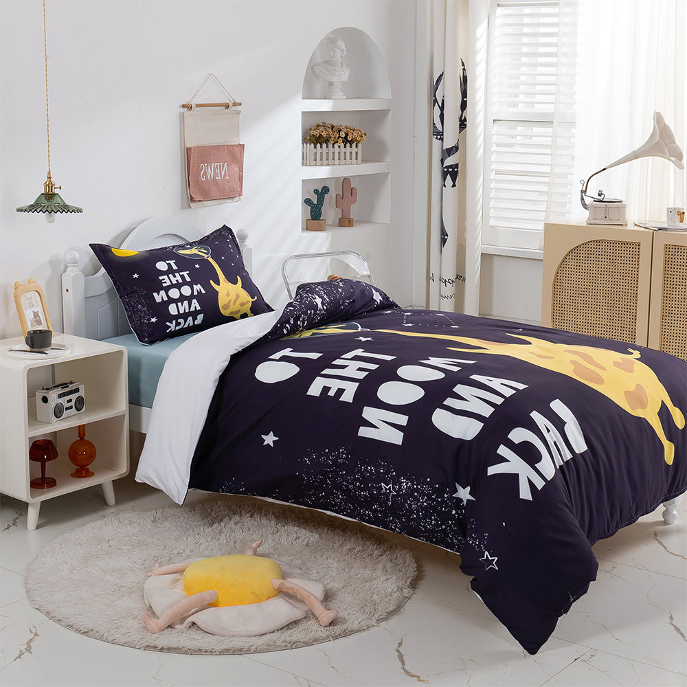 3D Cartoon Giraffe Moon Quilt Cover Set Bedding Set Duvet Cover Pillowcases 378- Jess Art Decoration