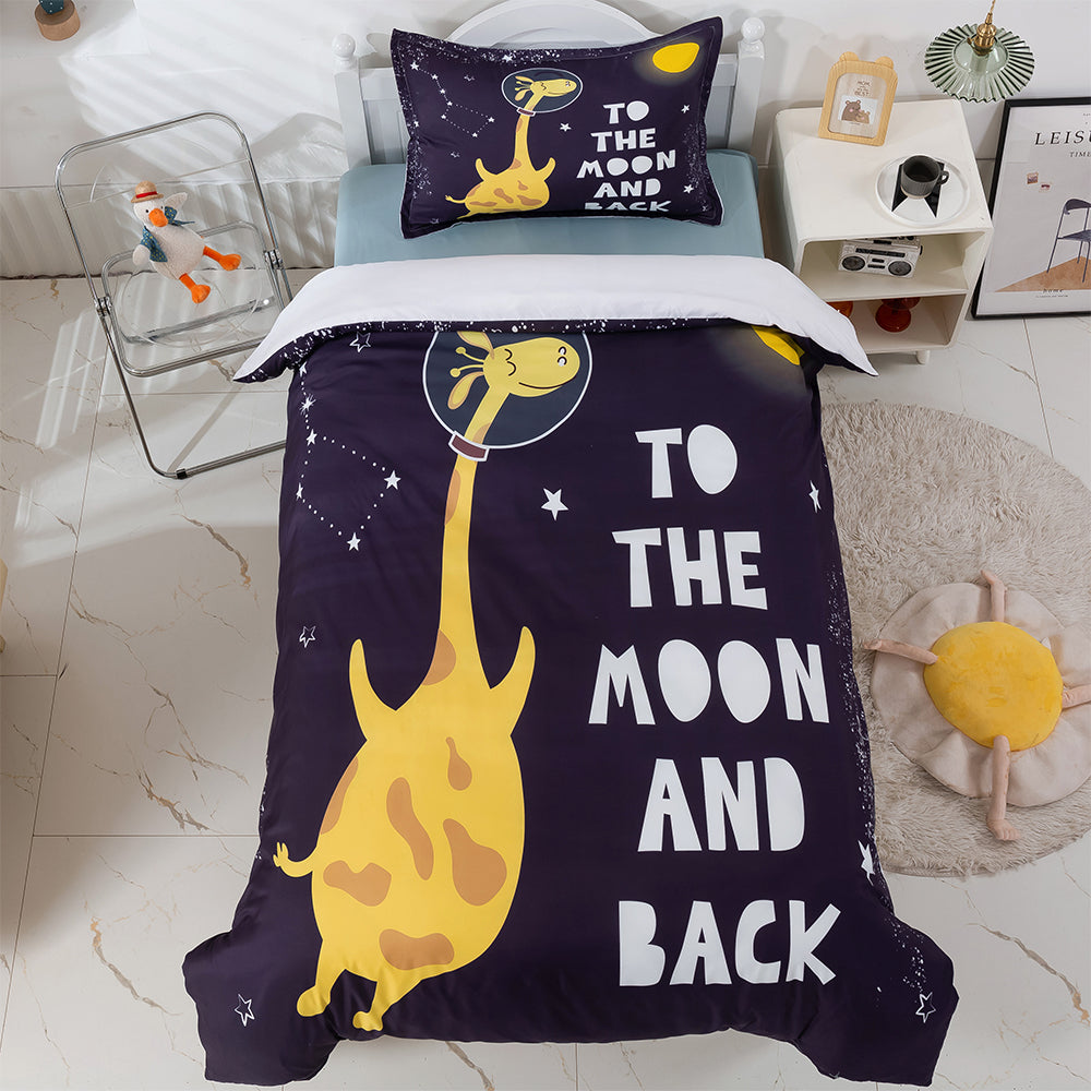 3D Cartoon Giraffe Moon Quilt Cover Set Bedding Set Duvet Cover Pillowcases 378- Jess Art Decoration