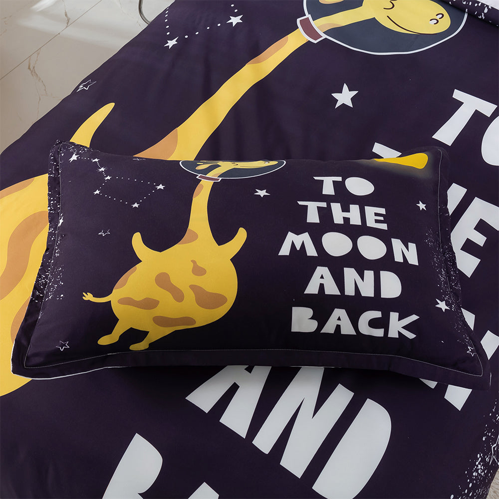 3D Cartoon Giraffe Moon Quilt Cover Set Bedding Set Duvet Cover Pillowcases 378- Jess Art Decoration