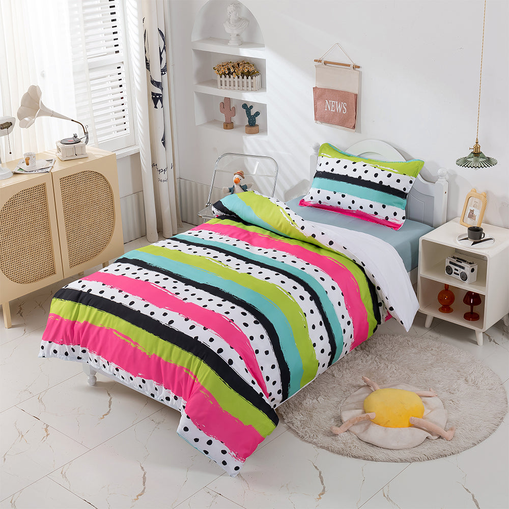 3D Colorful Stripe Quilt Cover Set Bedding Set Duvet Cover Pillowcases 381- Jess Art Decoration