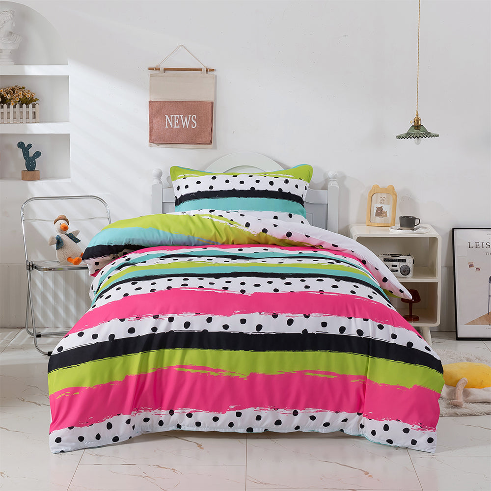 3D Colorful Stripe Quilt Cover Set Bedding Set Duvet Cover Pillowcases 381- Jess Art Decoration