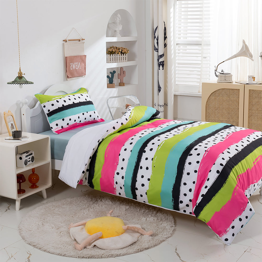 3D Colorful Stripe Quilt Cover Set Bedding Set Duvet Cover Pillowcases 381- Jess Art Decoration