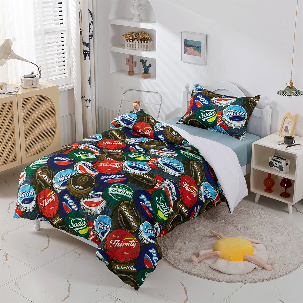 3D Bottle Cap Colorful Quilt Cover Set Bedding Set Duvet Cover Pillowcases 382- Jess Art Decoration
