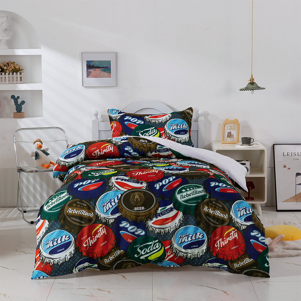 3D Bottle Cap Colorful Quilt Cover Set Bedding Set Duvet Cover Pillowcases 382- Jess Art Decoration