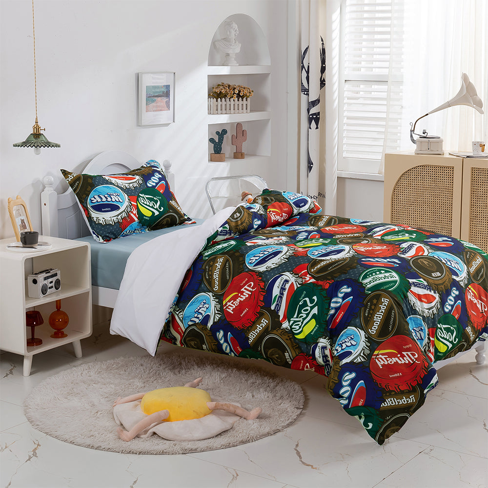3D Bottle Cap Colorful Quilt Cover Set Bedding Set Duvet Cover Pillowcases 382- Jess Art Decoration