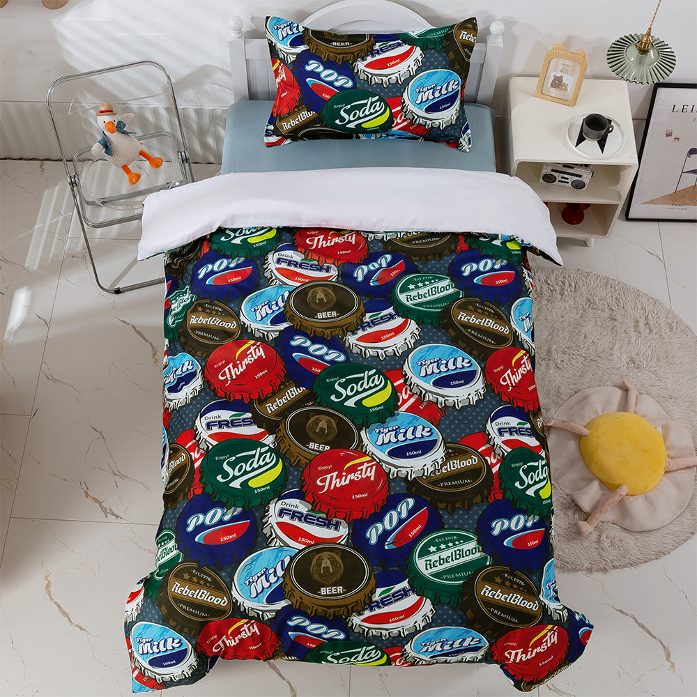 3D Bottle Cap Colorful Quilt Cover Set Bedding Set Duvet Cover Pillowcases 382- Jess Art Decoration