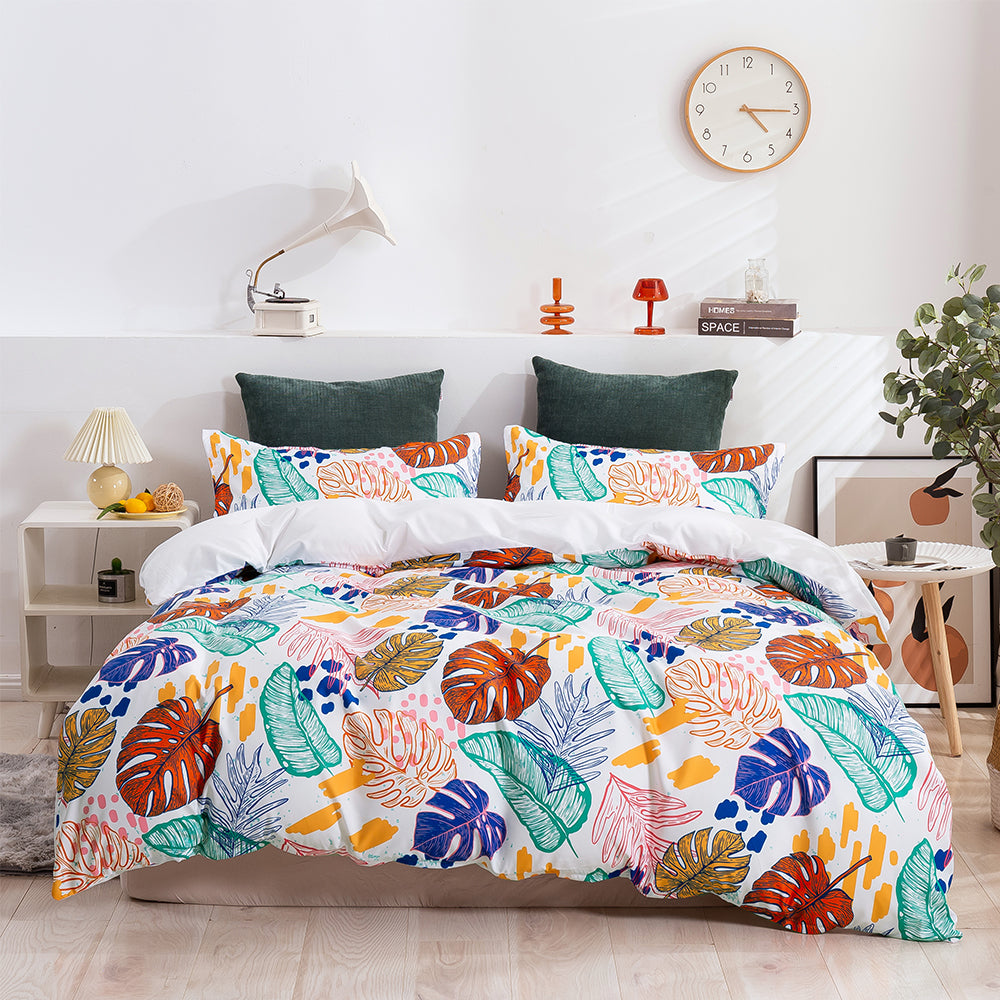 3D Leaves Retro Hand Drawn Pattern Quilt Cover Set Bedding Set Duvet Cover Pillowcases 86- Jess Art Decoration