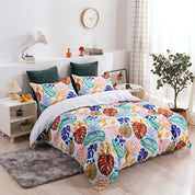 3D Leaves Retro Hand Drawn Pattern Quilt Cover Set Bedding Set Duvet Cover Pillowcases 86- Jess Art Decoration