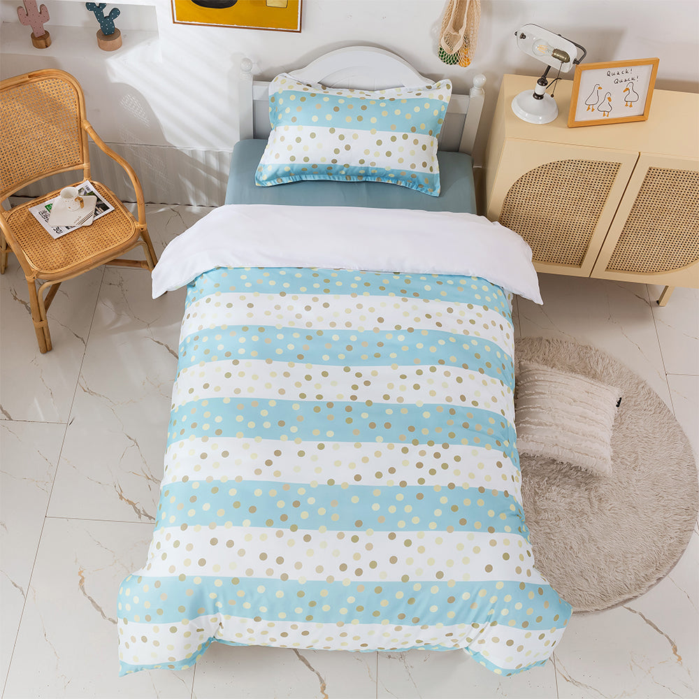 3D Blue Stripe Golden Roundness Quilt Cover Set Bedding Set Duvet Cover Pillowcases 394- Jess Art Decoration
