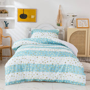 3D Blue Stripe Golden Roundness Quilt Cover Set Bedding Set Duvet Cover Pillowcases 394- Jess Art Decoration