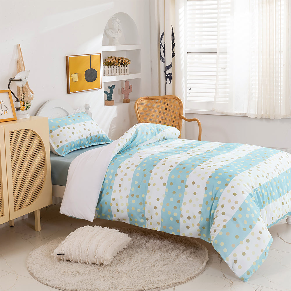 3D Blue Stripe Golden Roundness Quilt Cover Set Bedding Set Duvet Cover Pillowcases 394- Jess Art Decoration