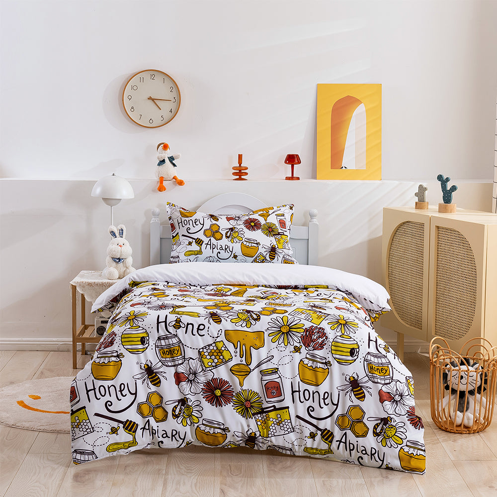 3D Honey Bee Floral Pattern Quilt Cover Set Bedding Set Duvet Cover Pillowcases 142- Jess Art Decoration
